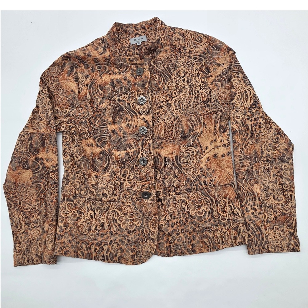 VNT Analogy Jacket Women M Paisley Tapestry Button Up Academia Grandma Chic Y2K